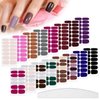 Maitys 224 Pieces 16 Sheets Full Wrap Nail Polish Strips Stickers Self Adhesive Glitter Gel Nail Strips Art Decals with Nail File for Home Women DIY Nail Decorations(Multicoloured)