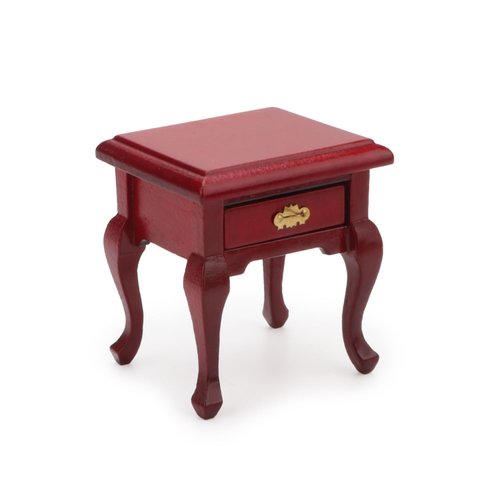 Miniature End Table 2PCS Dollhouse Furniture 1:12 Accessories Wooden BedroomNightstand Set of 2 Vintage Table Living Room Scene Bedroom Bedsides HouseModel Decoration (Red)