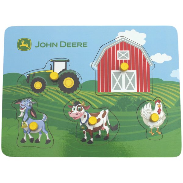 John Deere Wooden Barn & Farm Animal Puzzle Educational Toy