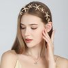 Ainvhh Mermaid Starfish Headband Rhinestone Bridal Hair Accessories Star Headpiece with Hair Clip Beach Wedding Hair Accessories for Brides and Bridesmaids (Gold)