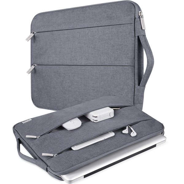 V Voova Laptop Sleeve Carrying Case 13 13.6 Inch Compatible with MacBook Air/Pro 13 M1/M2 2020-2023, Surface Laptop 4/5, Surface Pro X/9/8/7, HP Chromebook 13.5", Slim Computer Cover Bag,Grey