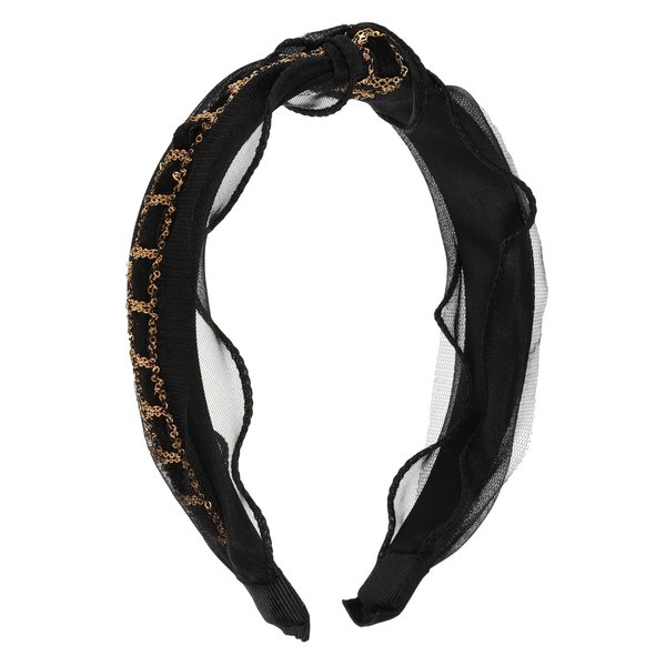 VOCOSTE 1 Pcs Fashion Metal Chain Top Knotted Headbands Hair Accessories for Women, Gold Tone