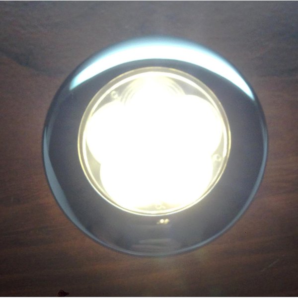 MARINE BOAT 6 LED WARM WHITE CEILING COURTESY LIGHT STAINLESS STEEL RIM FLUSH