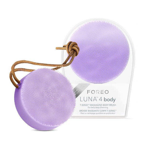 FOREO Luna 4 Body Brush - Exfoliating Body Scrubber  - Premium Lymphatic Drainage Skincare Tool - IP68 Waterproof - Strawberry Legs Treatment (Lavender)