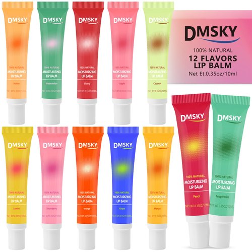 Dmsky Lip Gloss Set 12 Pack, Hydrating Squeeze Clear Lip Gloss Bulk with Shea Butter, Moisturizing High Shine Glossy Lip Oil for Dry Chapped Lips-12 Flavors