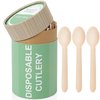 (100 Count) Disposable Wooden Spoons Set - Alternative to Plastic, Eco Friendly, Biodegradable, Compostable Cutlery Set - 50 Wood Spoons Disposable Set
