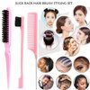 4Pcs Hair Wax Stick & Slick Back Hair Brush Versatile Hair Styling Set, Hair Wax Stick for Flyaways & Wigs Hair Tamer Styling, Edge Brush, Teasing Brush and Rat Tail Combs for Women Girls (Pink)