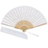 choyaxo Lace Handheld Chinese Folding Fan Bamboo Silk Folding Fan for Women Wedding Decoration Dancing Party, White