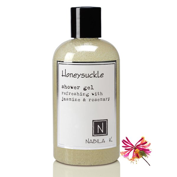 Nabila K Honeysuckle Shower Gel, Refreshing with Jasmine and Rosemary, Travel Size, 2 ounces
