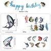 Huyfoig Gone Fishing Happy Birthday Decorations Banner Hanging Banner Swirls for Fish Lovers Assorted Fish Cutouts Fishing Party Supplies