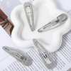 3.1 Inch Diamond Hair Clip 4pcs Snap Hair Clips Rhinestone Hair Clips Bling Metal Snap Duckbill Hairpins Silver Hair Clips Snap Barrettes For Women Girls Bridal Wedding Party Prom Birthday Accessories