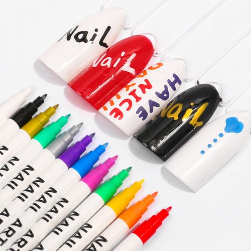 12 Pcs/Set Nail Art 3D Painted Pen Drawing Nail Point Graffiti Dotting Pen Flower Pen Hook Line DIY Nail Art Gel Nail Polish