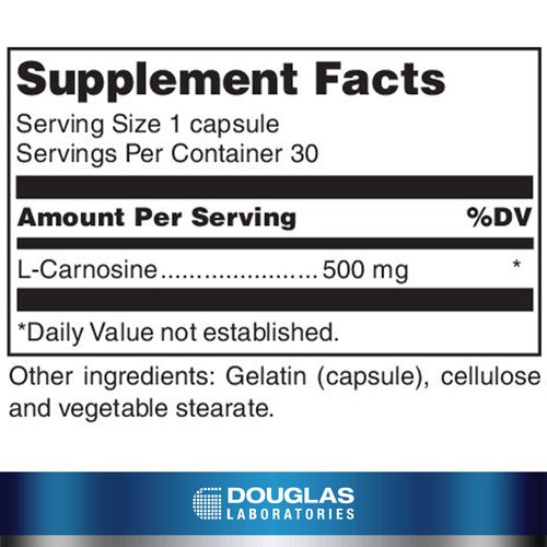 Douglas Laboratories L-Carnosine (500 mg.) | Amino Acid Support for Brain, Skeletal and Heart Muscles | 30 Capsules