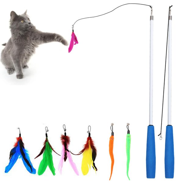 Smokey's Stash Interactive Cat Toy Wand 2pc Cat Fishing Pole Cat Toy for Indoor Cats with Feather and Funny Toy Refills to Drive Kittens Crazy