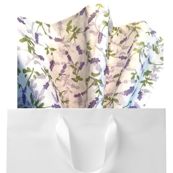 French Lavender Printed Tissue Paper for Gift Wrapping, 24 Sheets