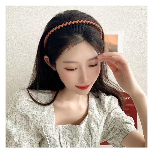 ZAHSY Non Slip Headband for Women Girls Hair Band, Teeth Comb Thin Headbands for Women For Washing Face Hair Hoops for Make Up Brown Head Band 5Pcs