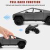 Youngyes Cybertruck Toy for Kids, Pickup Truck with RV Motorcycle Cybertquad Metal Die-cast Model Car, 1/32 Toy Truck and Trailer with Sound/Light/Pull Back, Ideal Gift for Boys Aged 6 and Up (Grey)
