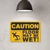 Caution Floor May Be Wet Sign, 8"x12" Aluminum Tin Sign, Outdoor Caution Sign Metal, Easy to Mounting, Indoor or Outdoor Use for Bedroom Door, Made in The USA
