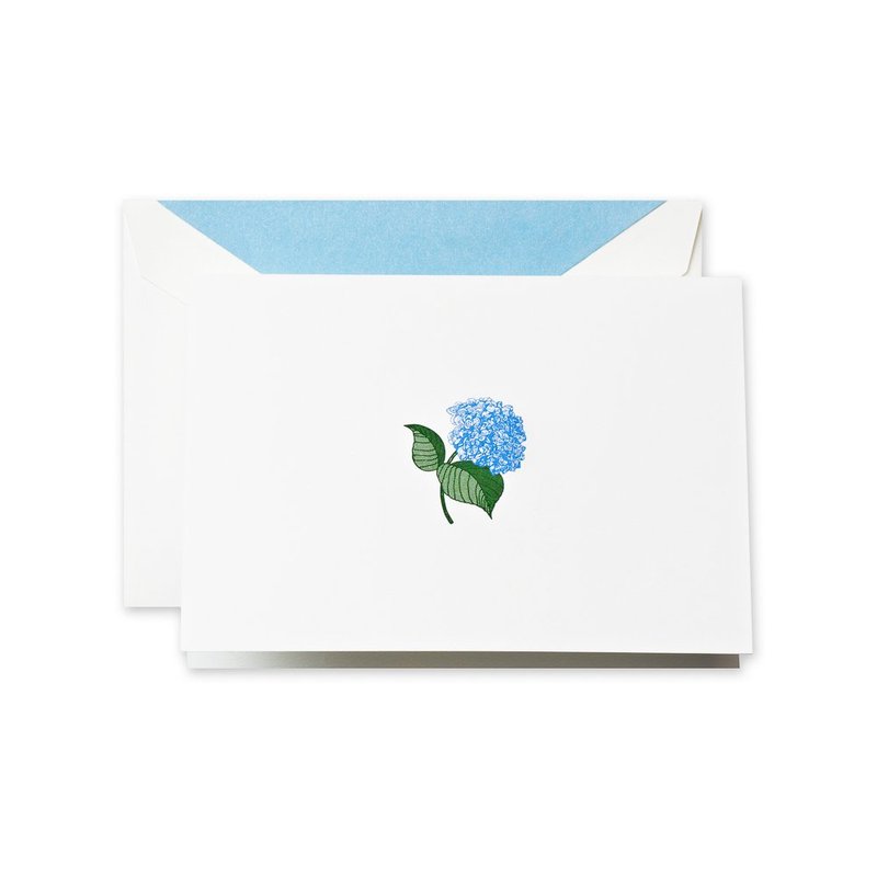Crane & Co. Hand Engraved Blue Hydrangea Note (RF1407), Pack of 10 ...