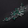 Aimimier Bridal Green Crystal Hair Comb Emerald Rhinestone Headpiece for Bride Wedding Prom Party Festival Hair Accessories for Women and Girls(Silver)