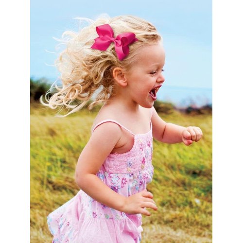 Wee Ones Girls Halloween-themed Pink Boo Ghost Printed Grosgrain Hair Bow, Pink Boo, King