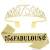 Casoty 75th Birthday Sash and Tiara for Women, Womens 75th Birthday Gifts, 75th Birthday Sash and Crown Set, Happy 75th Birthday