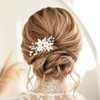 Casdre Flower Bride Wedding Hair Accessories Silver Leaf Bridal Hair Comb Side Comb Crystal Rhinestone Hair Piece for Women and Girls