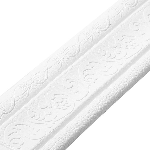 90 x 3 Inch Self Adhesive Flexible Foam Molding Trim Wallpaper Border 3D Sticky Decorative Wall Lines Peel and Stick Trim Wall Trim Baseboard Trim for Home, Office, Hotel DIY Decor, White (5 Roll)