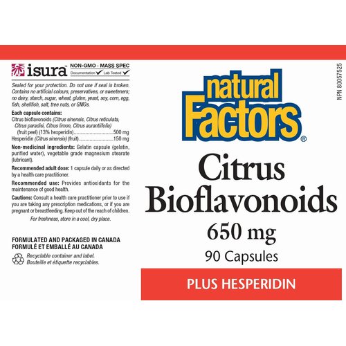 Natural Factors - Citrus Bioflavonoids 650mg, Support for The Body's Use of Vitamin C, 90 Capsules