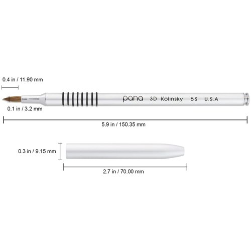 PANA 3D Kolinsky Acrylic Nail Art Sculpture Brush with Silver Metal Non-Slip Grip Handle for Manicures 3D Nail Art Flower Designs (Size #5)