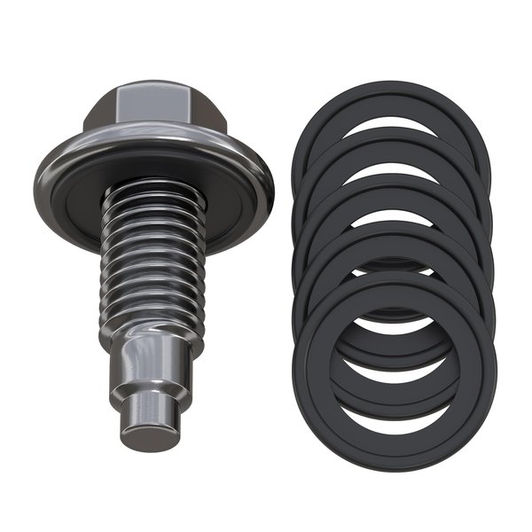 Oil Drain Plug Magnetic Steel with Zinc Coating M12x1.75 with 5 Rubber Washer Gasket Seal – 12mm Replacement for Buick/Chevrolet/Cadillac/GMC/Hummer/Pontiac/Saturn - OEM 11562588 Fits for GM 1993-2024
