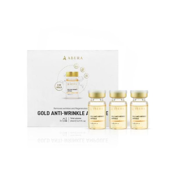 Abera Gold Moisturizing and Firming Serum with Peach Extract and Hyaluronic Acid, For All Skin Types, Enhances Skin Hydration and Elasticity (3 x 0.23 Fl. Oz)