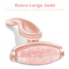 ROMALOVE Jade Facial Roller, Jade Face Roller Massager with 3 Interchangeable Heads for Women Routine Skin Care, Reduce Puffiness Wrinkling Rejuvenate Skin (Pink Roller + Rose Gold)