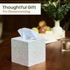 CHI AN HOME 5.9” Capiz Tissue Box Cover, Square Decorative Tissue Holder with Bottom Slider, Handmade Bathroom Accessories, Elegant White Cube for Vanity, Bedroom, Office & Coastal Décor (Natural)