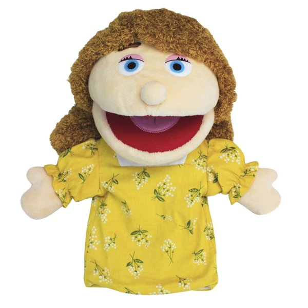 Lovely Family Hand Puppets Mouth Opening Plush Puppets Toys Role Playing Toys Puppets Children Storytelling Teaching Toy (Yellow Mom, 30cm)