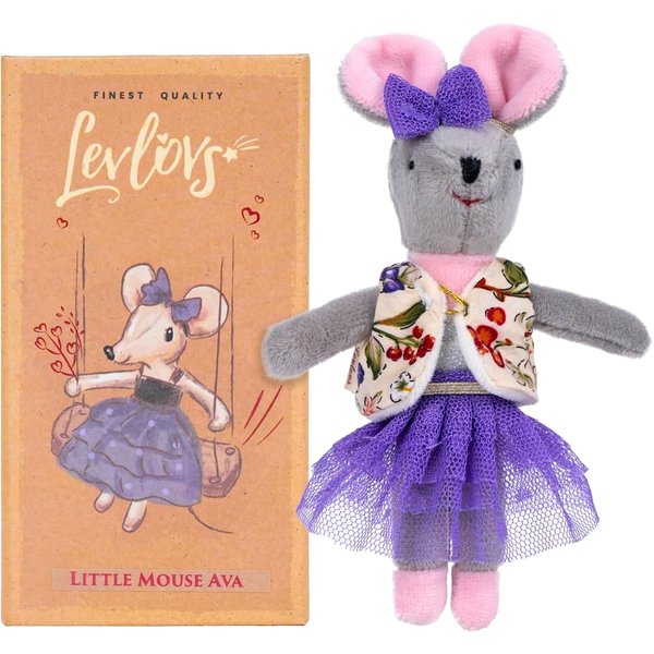 LEVLOVS Mouse in a Matchbox Birthday Mouse Mouse in a Box Baby Registry Gift Birthday Gift Designer Doll