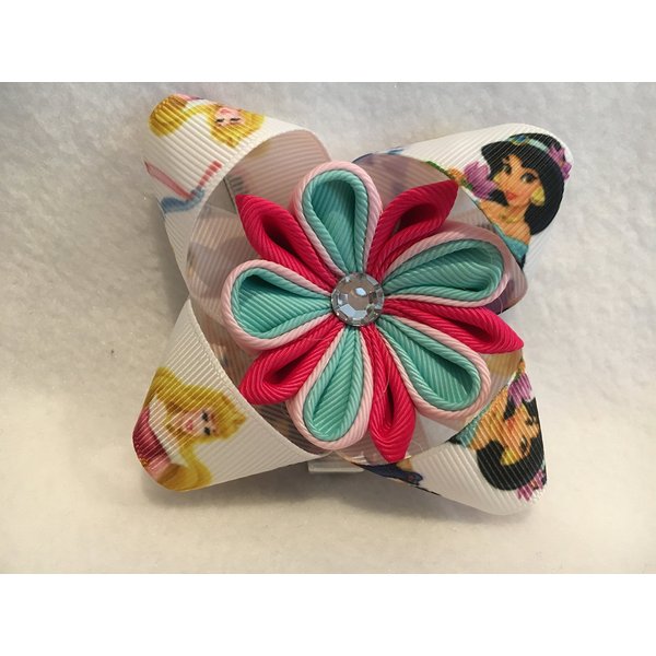 Grosgrain Ribbon Hair Bow, Stacked Hair Bow, Flower Hair Bow, Kanzashi Flower Hair Bow