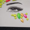 Topz Neon Face Jewels Face Gems Sticker Halloween Makeup Face Tattoos Rainbow Crystal Eye Gems Sticker Body Glitter Fluorescent Rhinestone Festival Accessories Body Gems Temporary Tattoo