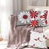 COMMINY Red Grey Pillow Covers 18x18 Set of 6 Decorative Burgundy Daisy Throw Pillow Cover for Couch Modern Farmhouse Cushion Pillow Case for Living Room Outdoor Patio Home Decor