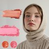 2pcs Embossed Smooth Powder Blush Palette For Cheeks,Embossed Girl Blush for Cheeks,Matte Face Powder Blush Palette,Natural Makeup (Pink+Orange)