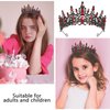 CAVETEE Princess Crown and Birthday Princess Sash, Birthday Tiara With Glitter Sash for Princess Party Decorations Happy Birthday Accessories Birthday Crown and Tiara for Women Girls (Red&Black)