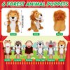 Lenwen 6 Pcs Christmas Hand Puppets for Kids with Working Mouth 10 Inches Plush Animal Hand Puppets Bulk Toddler Animal Plush Toys for Adults Halloween Xmas Birthday Party Favors Gifts(Forest Animal)