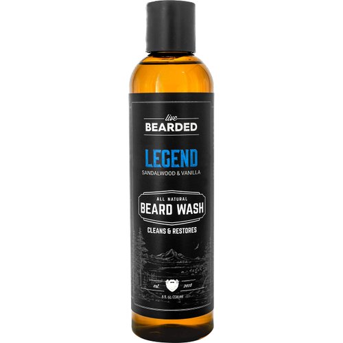 Live Bearded: Beard Wash - Legend - Beard and Face Wash - 8 fl. oz. - Water-Based Formula with All-Natural Ingredients for a Gentle, Deep Cleanse - Made in the USA
