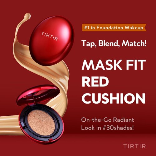 [*Mini Size*] TIRTIR Mask Fit Red Cushion Foundation | Long-Lasting, Lightweight, Buildable Coverage, Semi-Matte Finish, Korean Cushion Foundation (#51N Fudge, 0.15 Fl Oz)