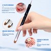French Nail Brush, 2 Way French Gel Acrylic Nail Art Kolinsky Brush With Dotting Tool for Professional Manicure Cuticle Clean Up Nail Art Design, Wave Pattern Handle (NB125-#16, Black)