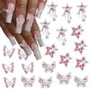20Pcs Pink Star Butterfly Nail Charms Acrylic Nails, Shiny Crystals Five-Pointed Star Butterfly Nail Rhinestones Design Nail Art Jewels Nail Gems Accessories for Nail Art Supplies Manicure Craft DIY