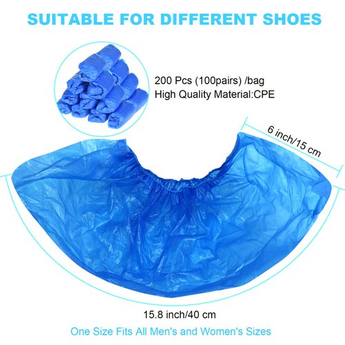 200Pcs/100Pairs Waterproof Shoe Covers Disposable Non Slip, Disposable Shoe Covers for Indoors, Premium Shoes Protectors Boot Covers, CPE Plastic Shoe Booties for Shoes Covers, Fit All Men&Women DHOOZ