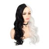 Kaneles Half Black Half White Wigs Long Curly Women Full Wigs for Cosplay Party or Daily Use with Wig Cap(Half Black Half White)