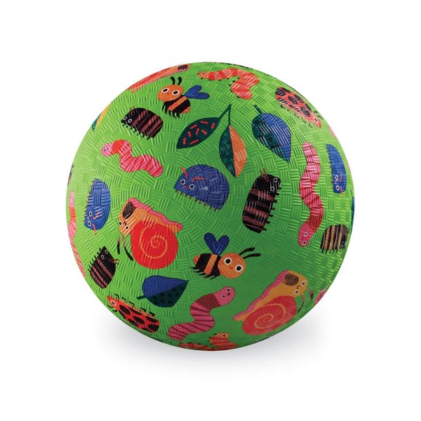 Crocodile Creek Playground Ball - Durable Rubber Ball for Kids Ages 3 and Up - Bouncy Inflatable Ball for Kickball, Indoor Games, and Outdoor Sports - PVC-Free - Garden Friends - 7-inch Diameter