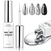 HOSAILY 12ml Metallic Painting Nail Gel, Silver Gel Liner Nail Art Soak off UV/LED, Upgrade Painted Glossy Gel Mirror Nail Polish for Salon Home DIY Nail Manicure Painting Decoration